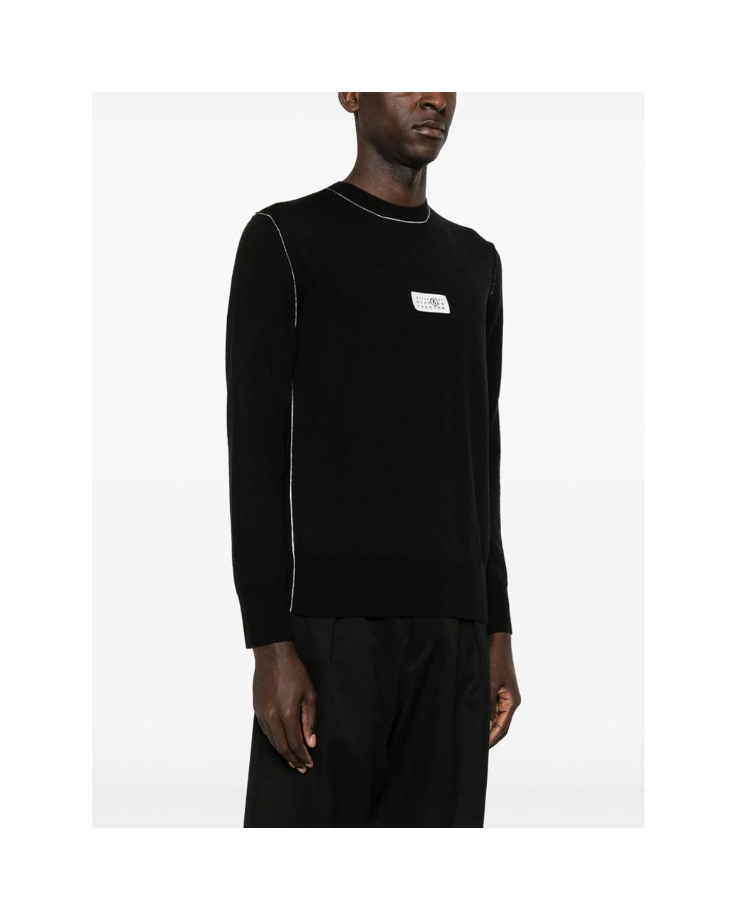 MM6 by Maison Margiela Black Numbers-Motif Fine-Knit Jumper for men