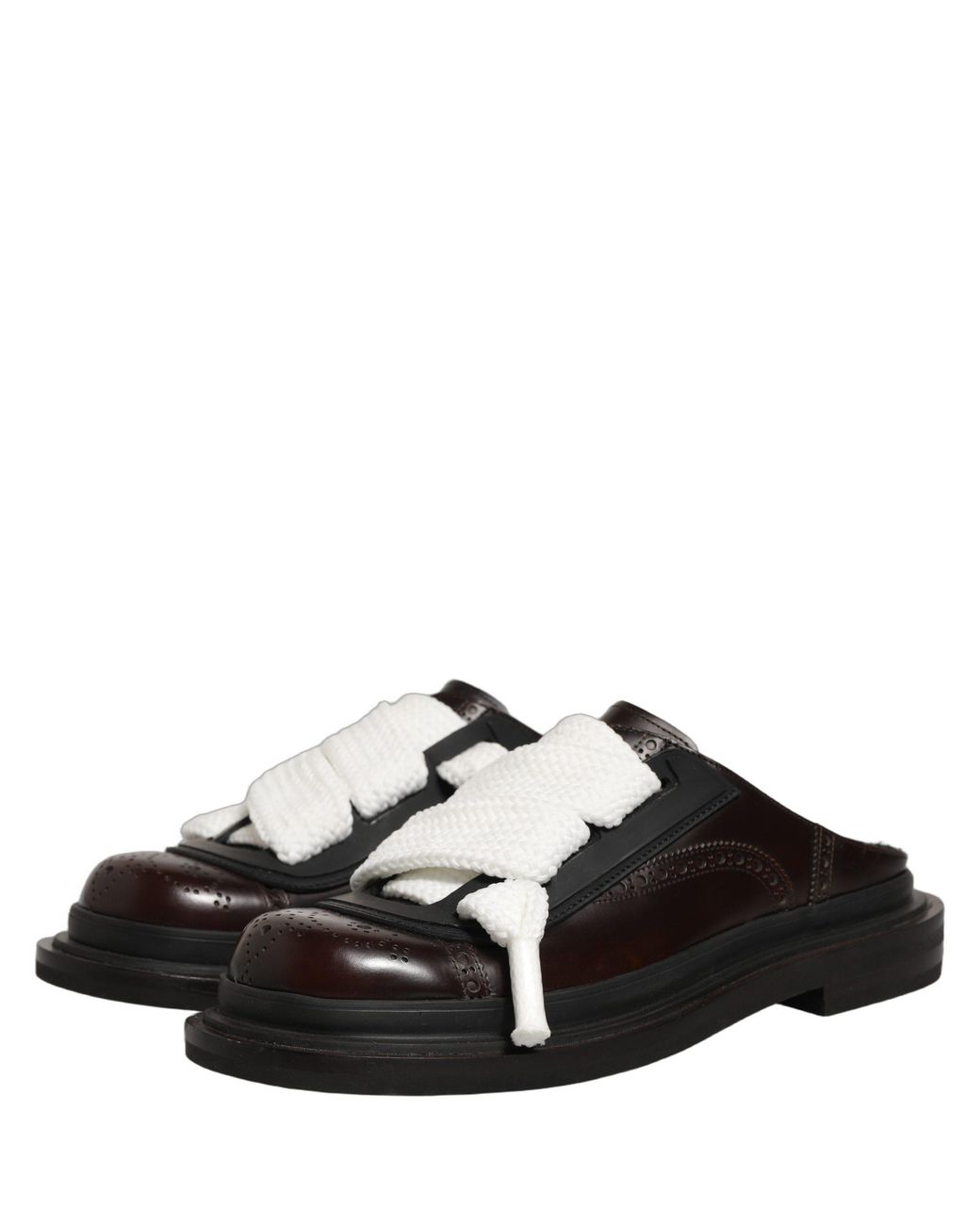 Dolce & Gabbana Black Leather Slip On Flat Sandals Shoes Accessory for men
