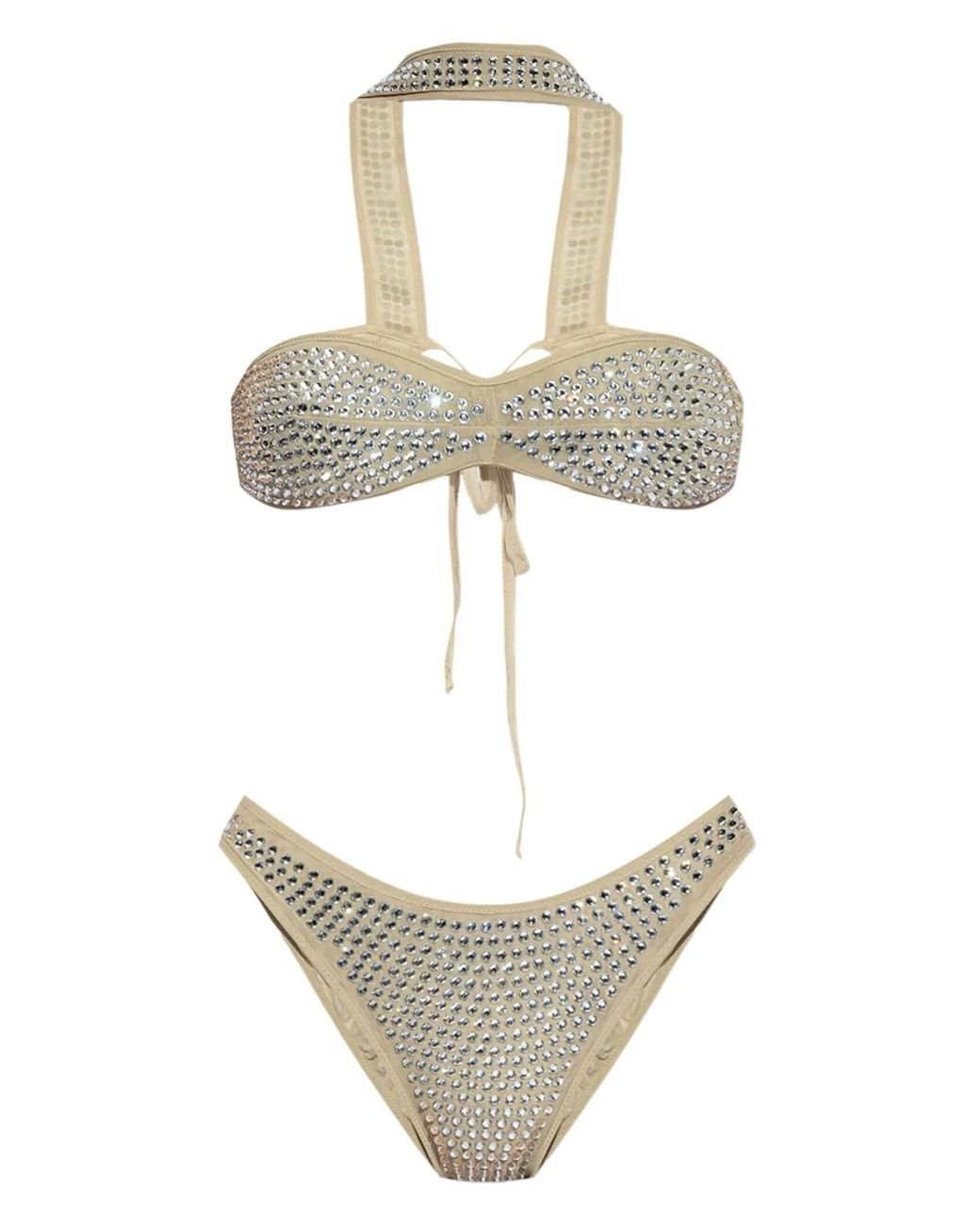 【Oseree】 Gem embellishedメッシュスリップドレス Oséree Gem crystal-embellished Bikini | Green | FARFETCH