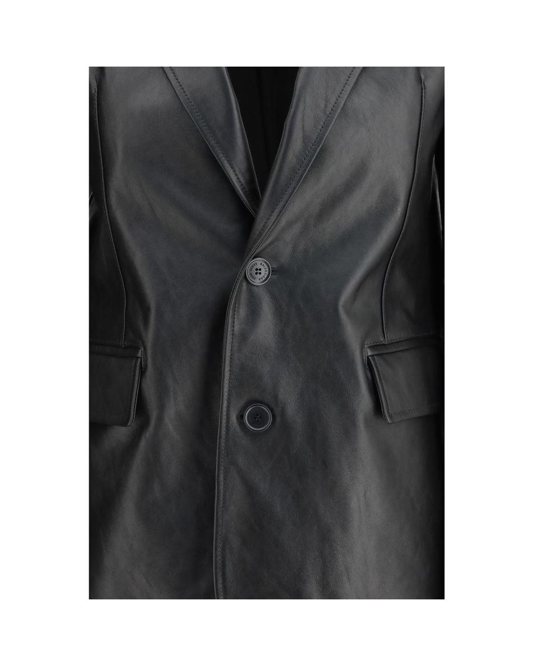 Balenciaga Black Calf Leather Bos Taurus Leather Jacket