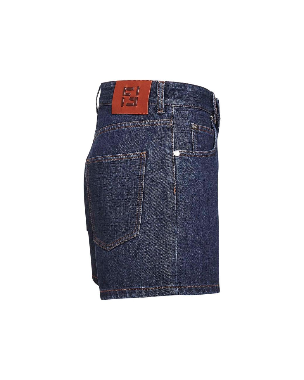 Fendi Blue Dark Stretch Cotton Denim Shorts