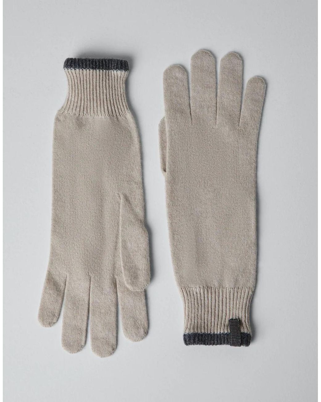 Brunello Cucinelli Gray Multicolor Cashmere Gloves