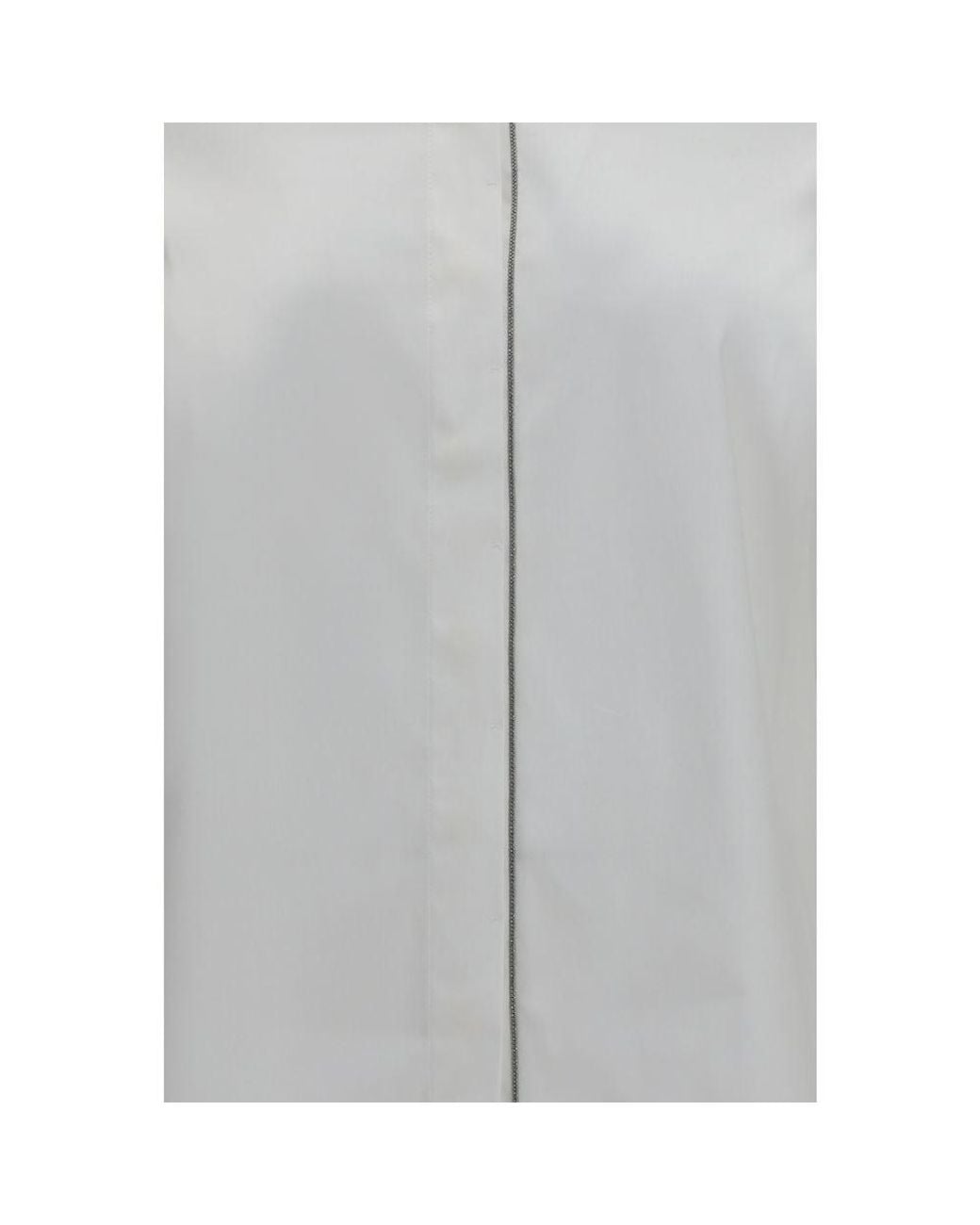 Brunello Cucinelli Gray White Cotton Dress Shirt