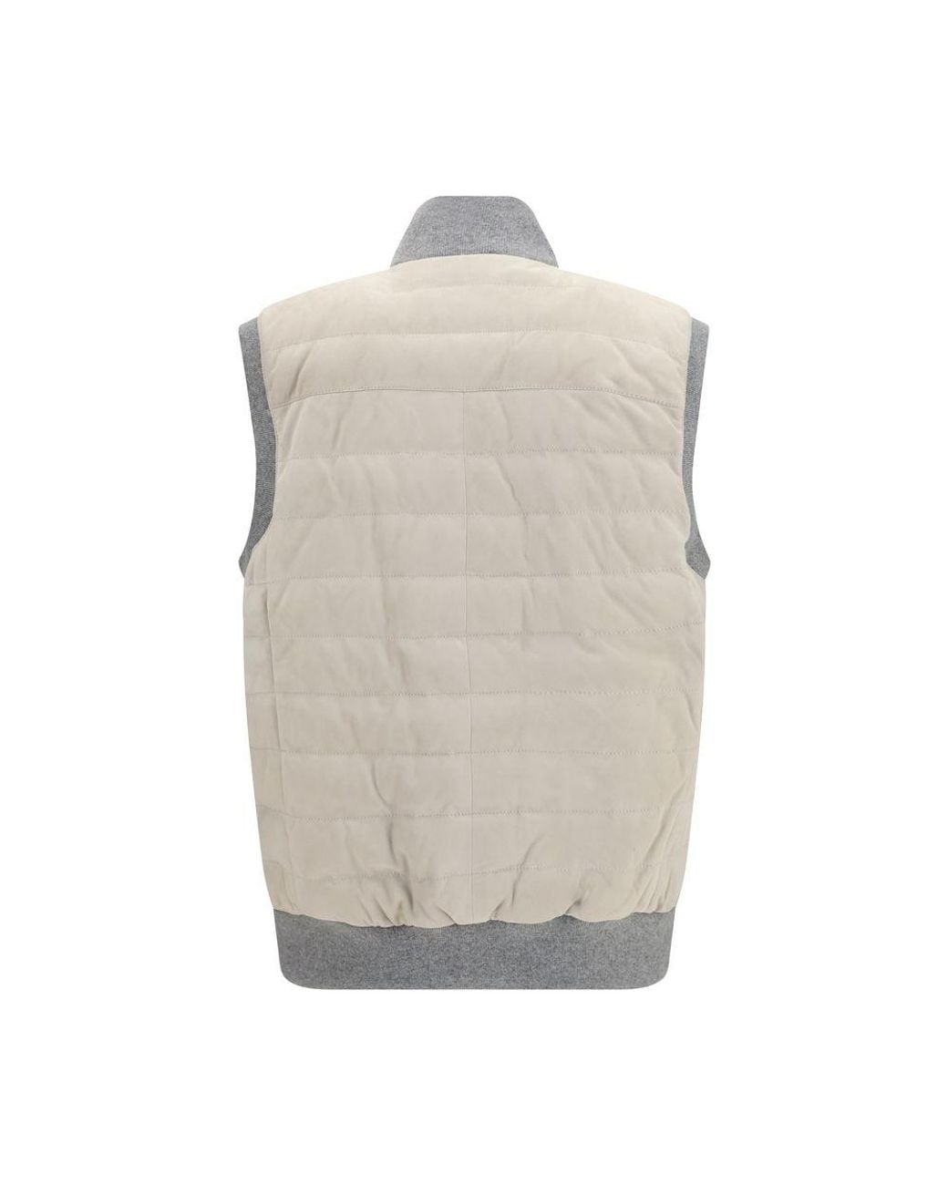 Brunello Cucinelli Natural Calf Leather Bos Taurus Sleeveless Jacket Clothing for men