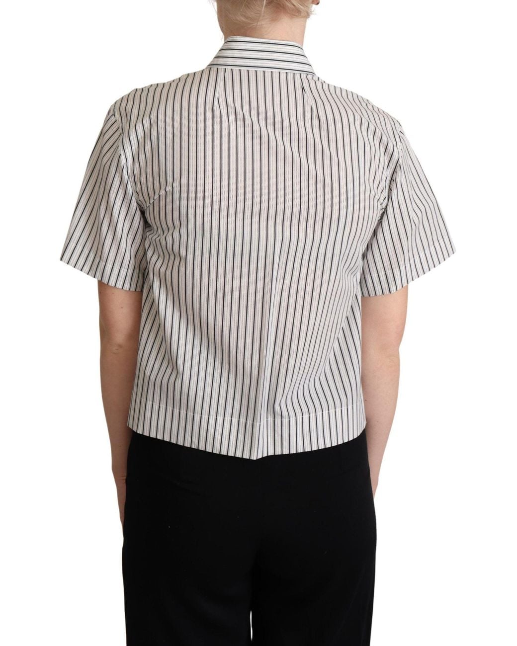 Dolce & Gabbana White Dolce & Gabbana Striped Cotton Shirt