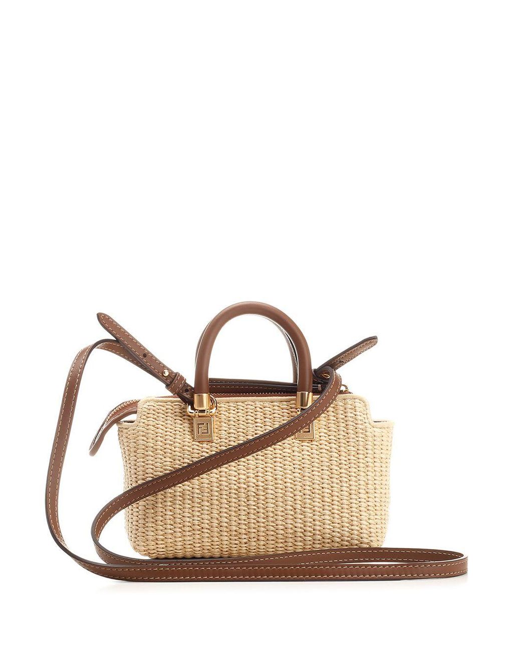 Fendi Graphy Woven Straw Bowling Bag in Natural | Lyst