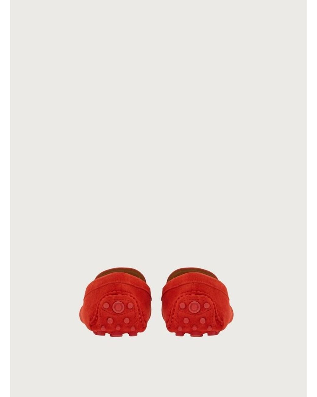 Ferragamo Red Suede Driving Shoes for men