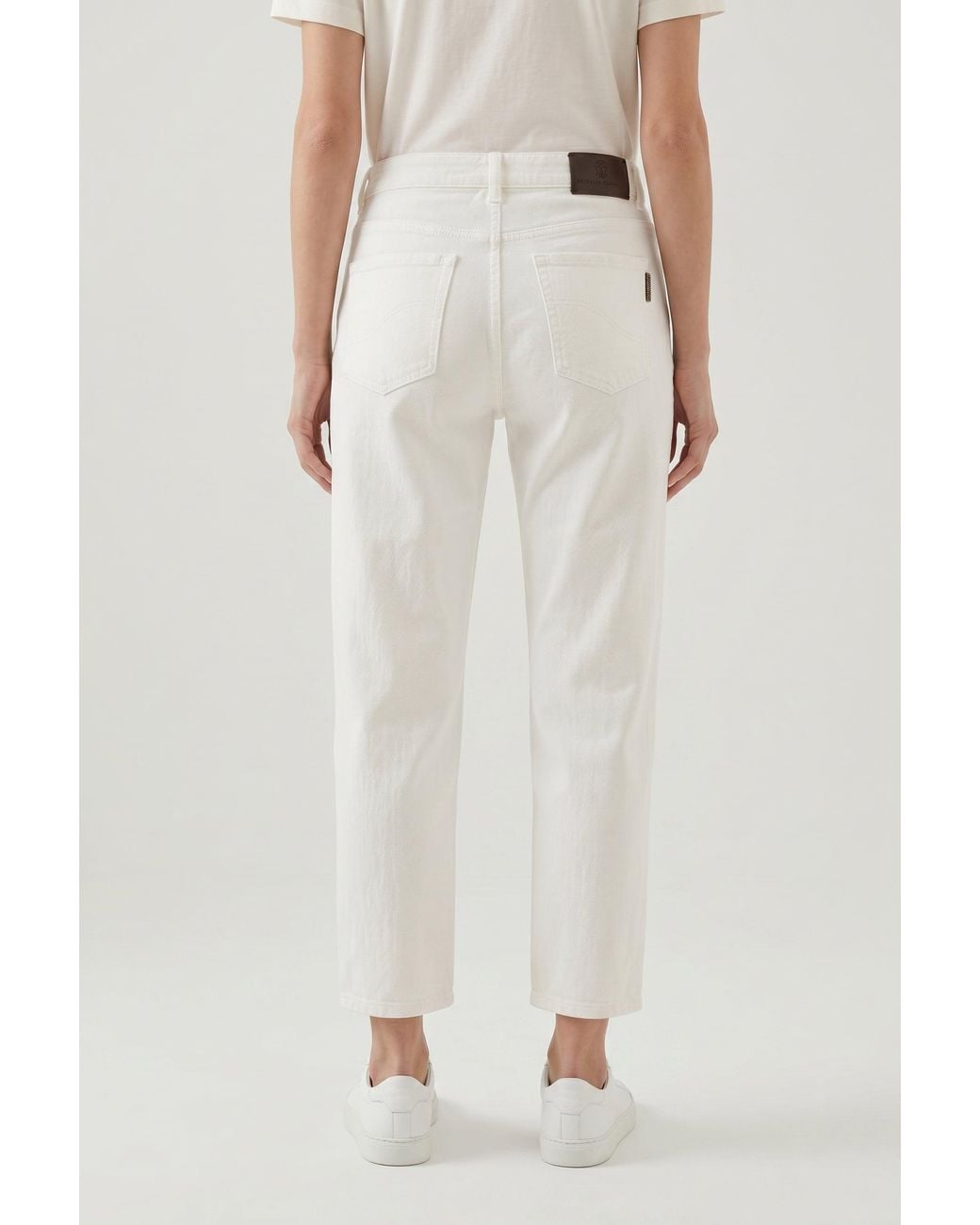 Brunello Cucinelli White Off Straight Cotton Trousers