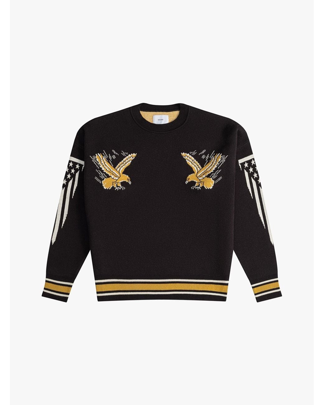 Rhude Black Cashmere Knit Crewneck Sweater, Clothing for men