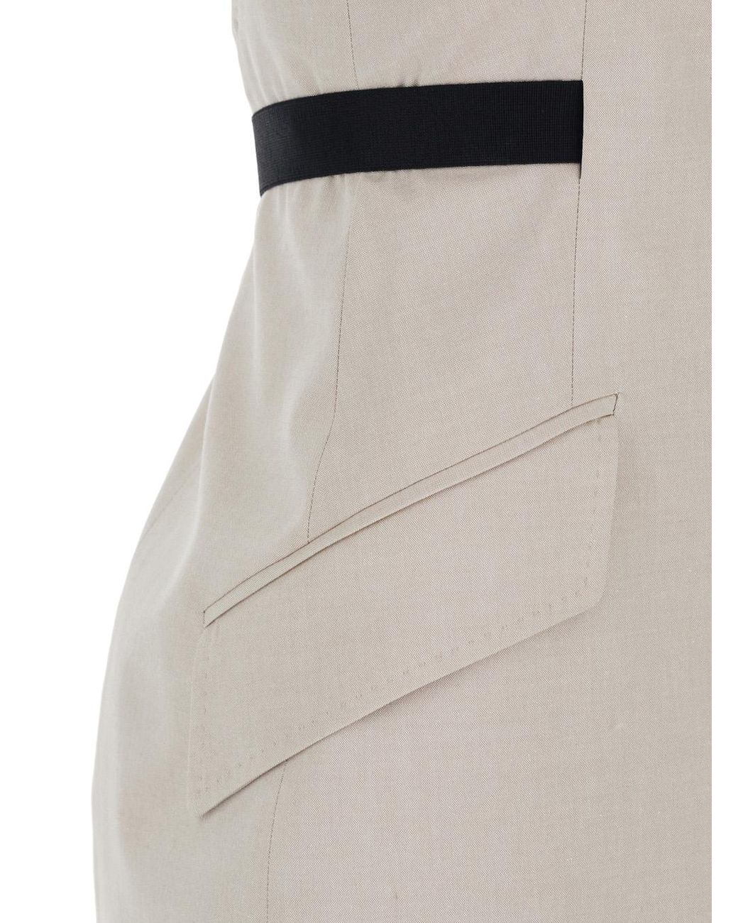 Max Mara White Dress With Notched Lapels And Open Back — Cotton