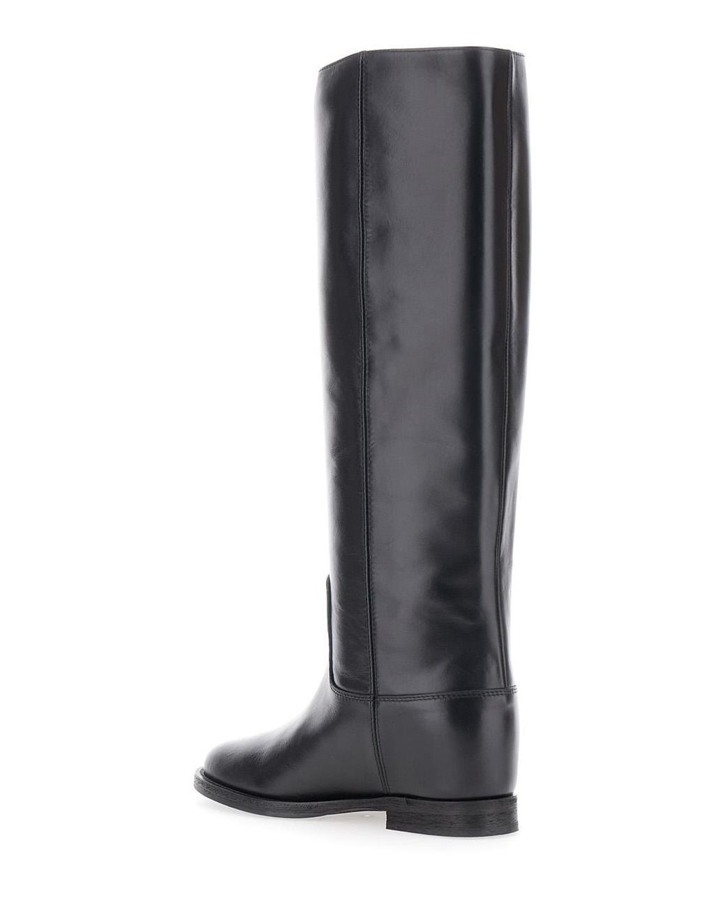 Via Roma 15 Black Boots With Side Cut-Out And Leather Logo Plate