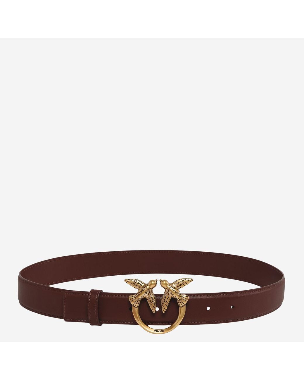 Pinko Purple Leather Belt With Love Birds Buckle Calfskin