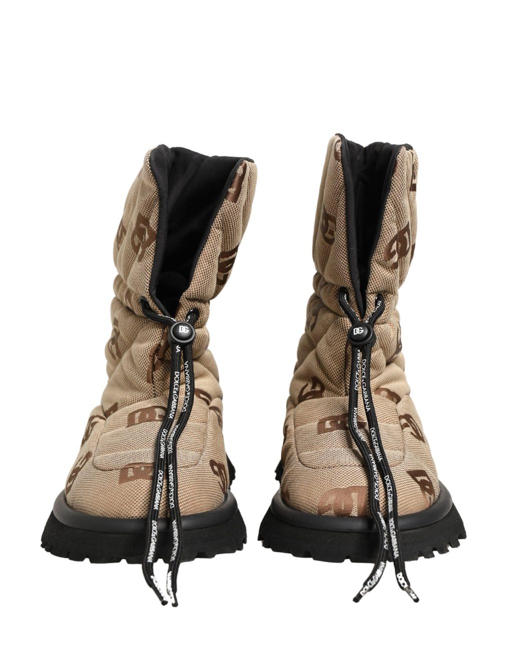 Dolce & Gabbana Natural Logo Print Lace Up Snow Boots Shoes Nylon for men