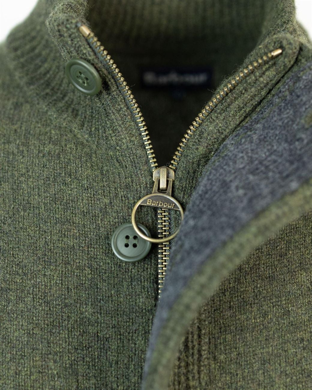 Barbour Green Lambswool Crew Neck Jumper Wool Sweater for men