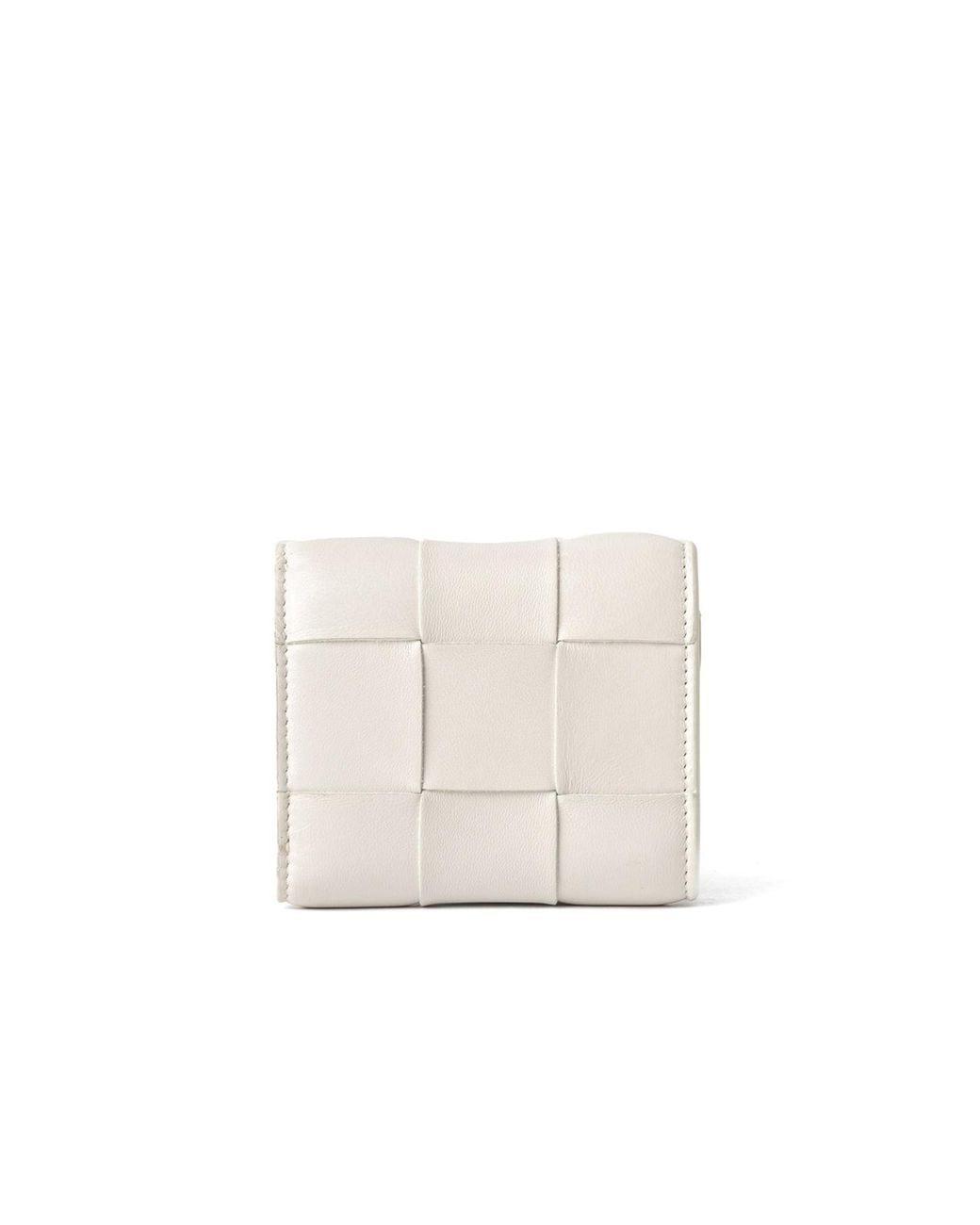 Bottega Veneta White Bottega Veneta Interlaced Leather Wallet for men