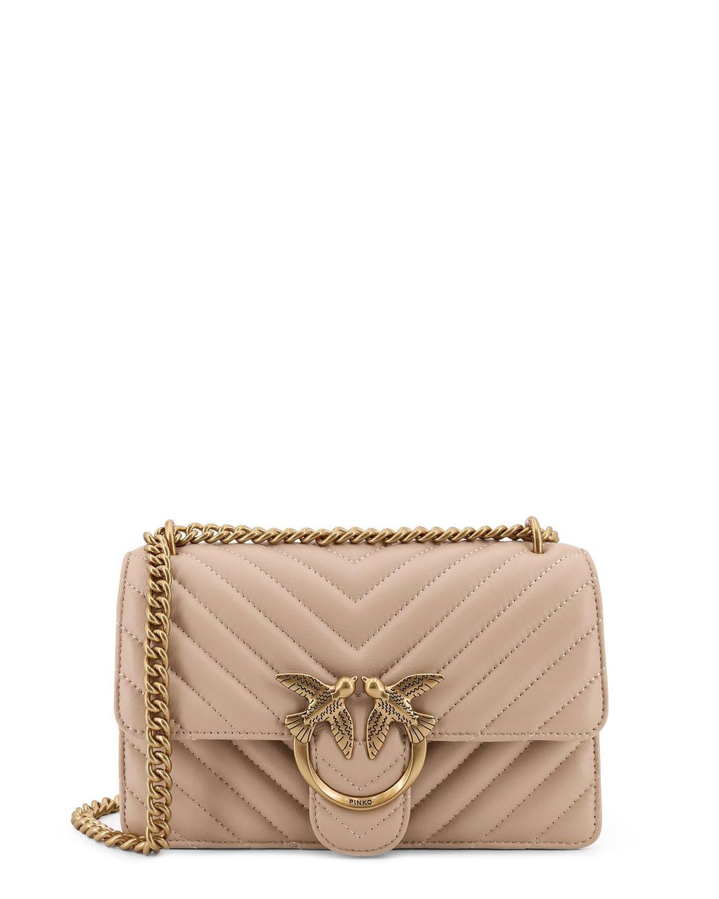 Pinko Natural Love One Mini Quilted Leather Shoulder Bag