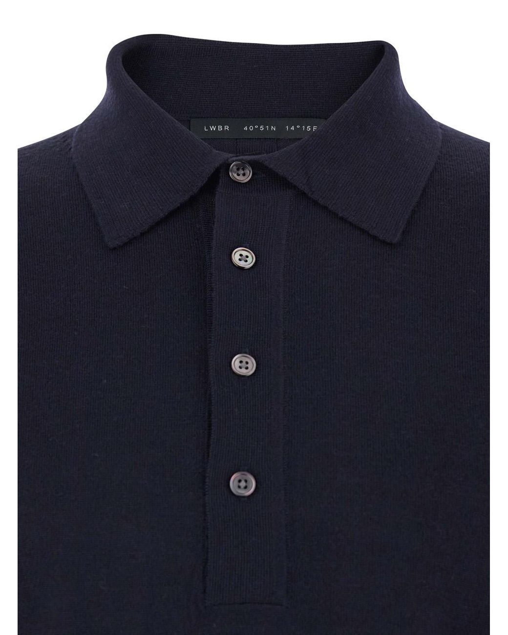 Low Brand Blue Wool Sweater With Polo Collar for men
