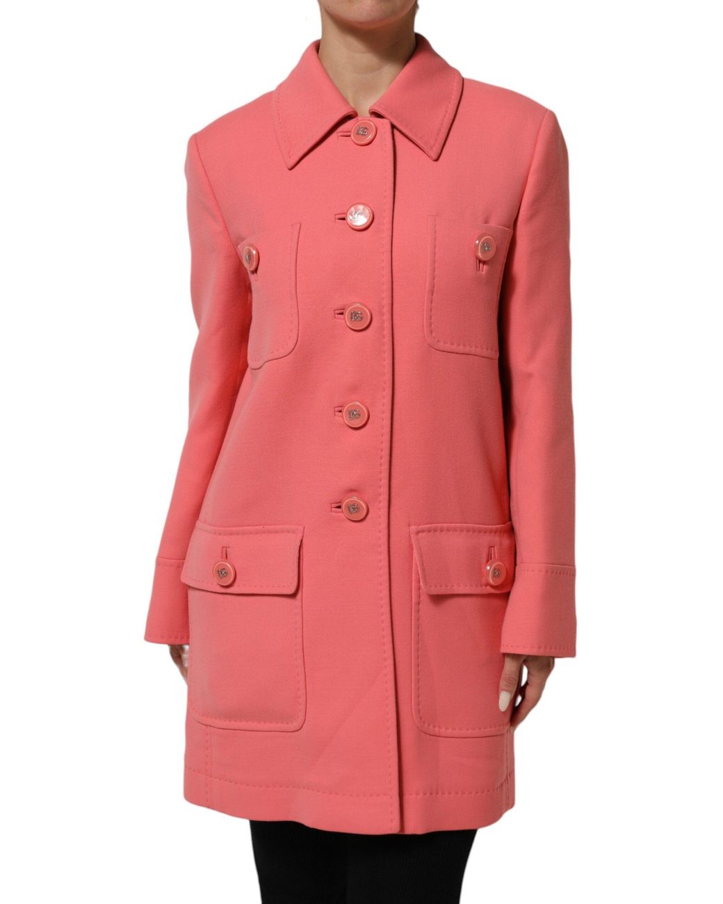 Dolce & Gabbana Pink Buttoned Down Trench Coat Jacket Clothing