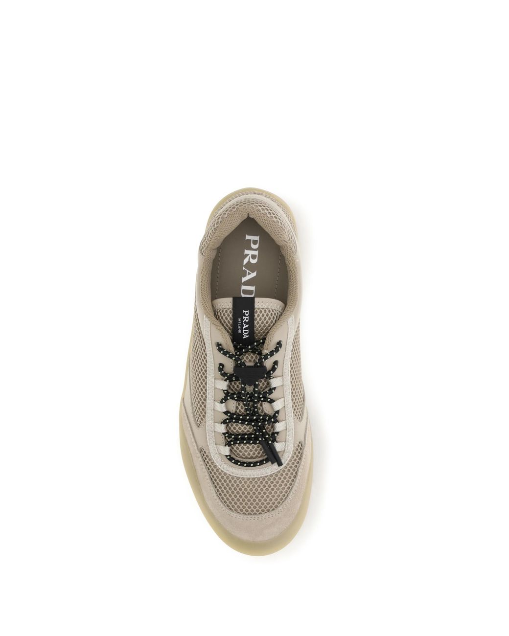 Prada Metallic Sneakers Speedrock Mesh & Leather Upper: Calf Flat Shoes