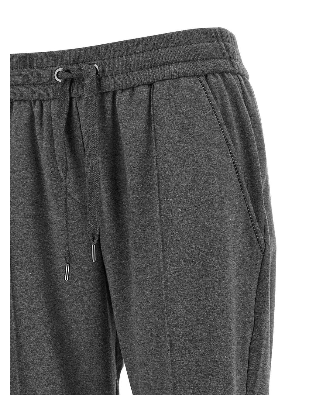 Brunello Cucinelli Gray Cotton-Blend Track Joggers