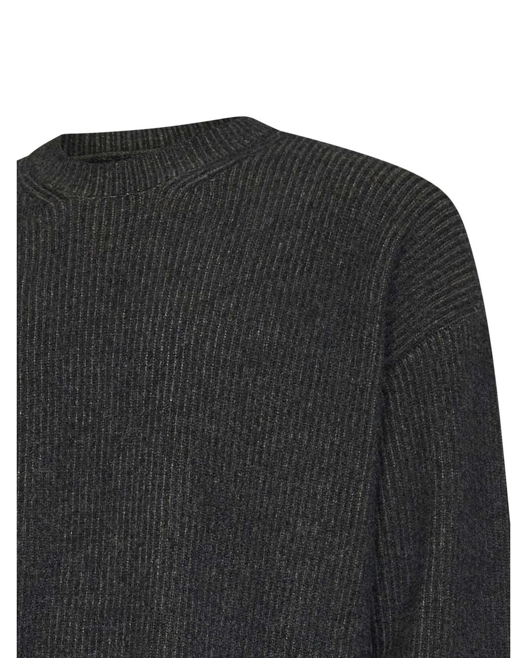 Uma Wang Black And Ribbed Cashmere Knit Crewneck Sweater for men