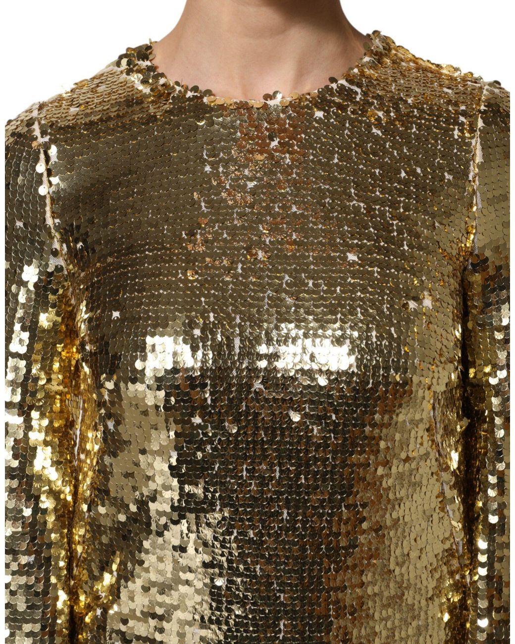 Dolce & Gabbana Green Sequin Long Sleeve Dress