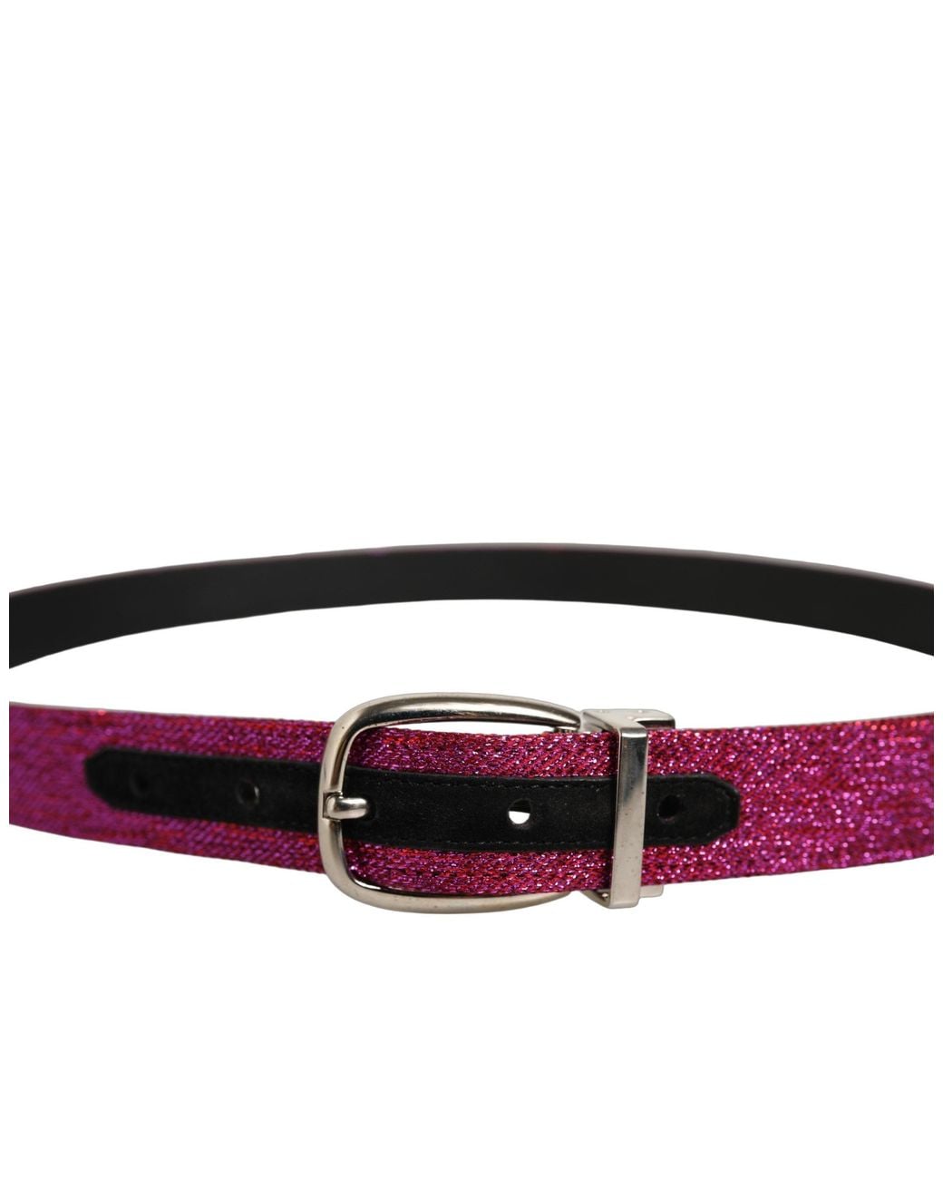 Dolce & Gabbana Purple Glitter Metal Buckle Belt Leather for men