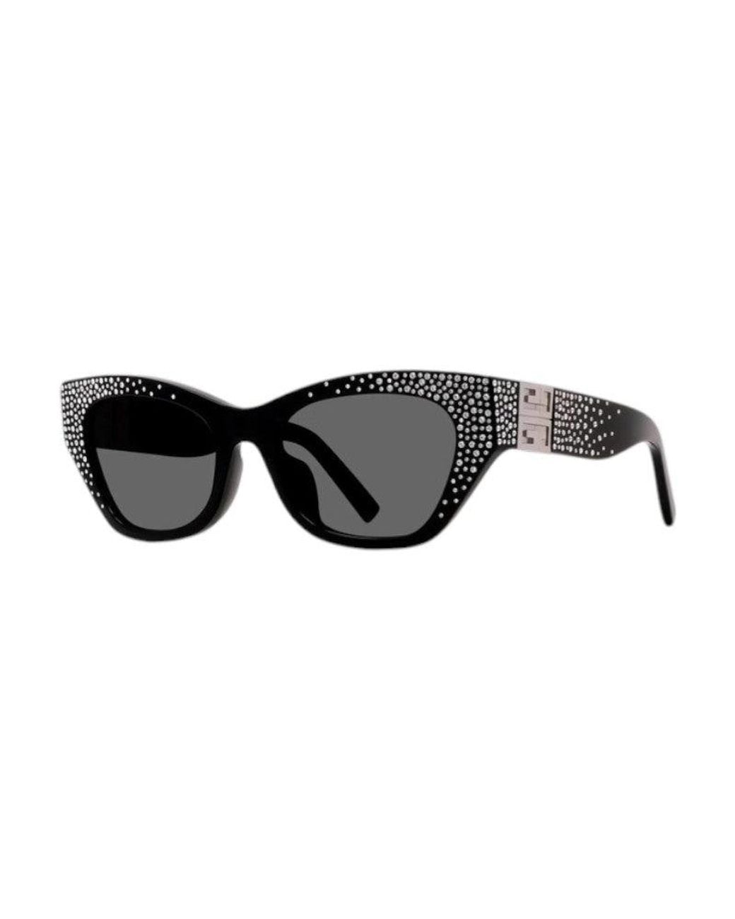 Givenchy Black Sunglasses Square Full Rim, Shiny With Stones Frame And Lens Gv4019Is01A
