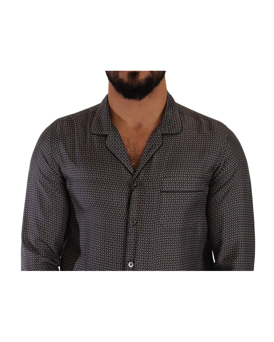 Dolce & Gabbana Gray Fantasy Pattern Pajama Top Shirt for men