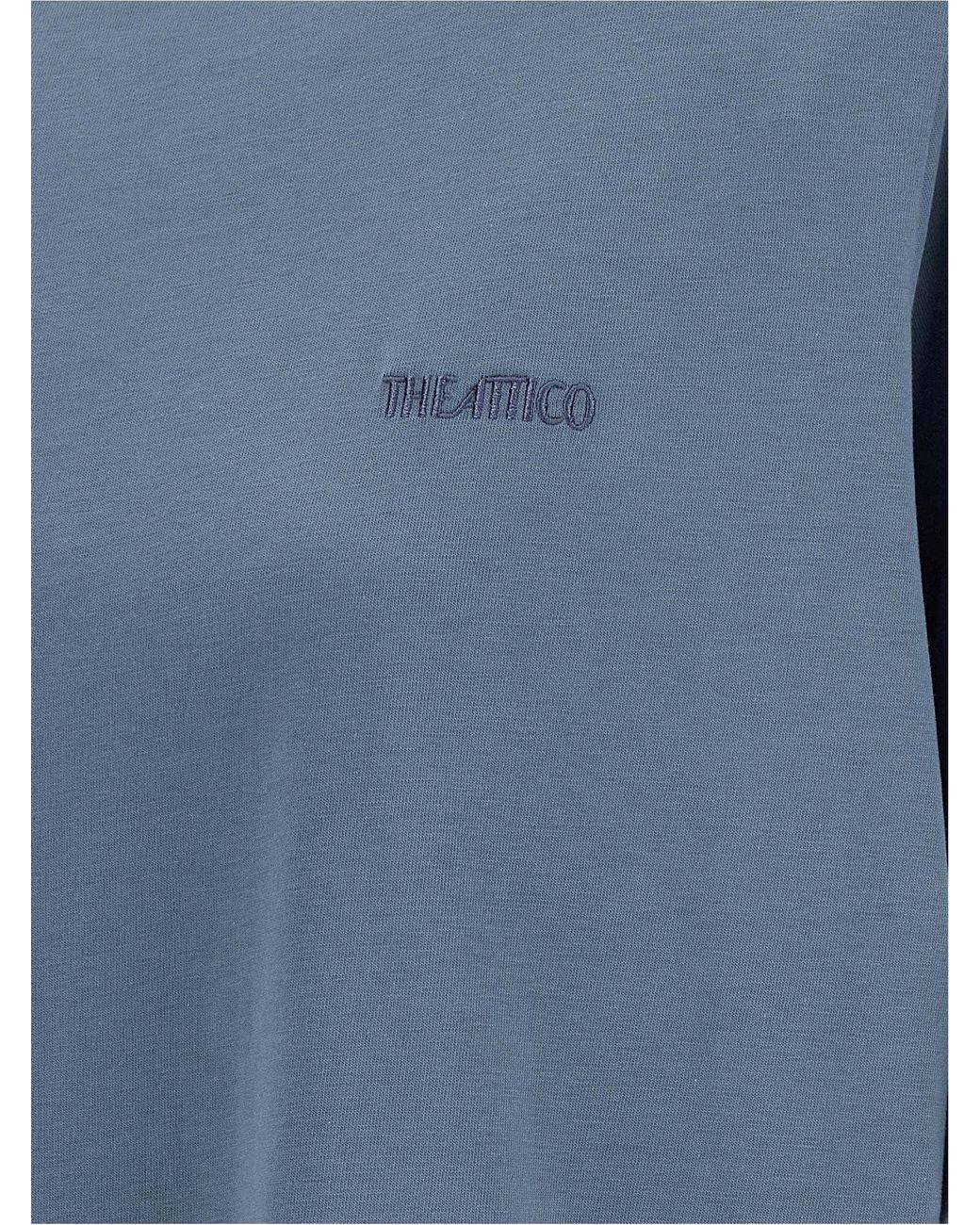 The Attico Blue Mock-Neck Cotton T-Shirt