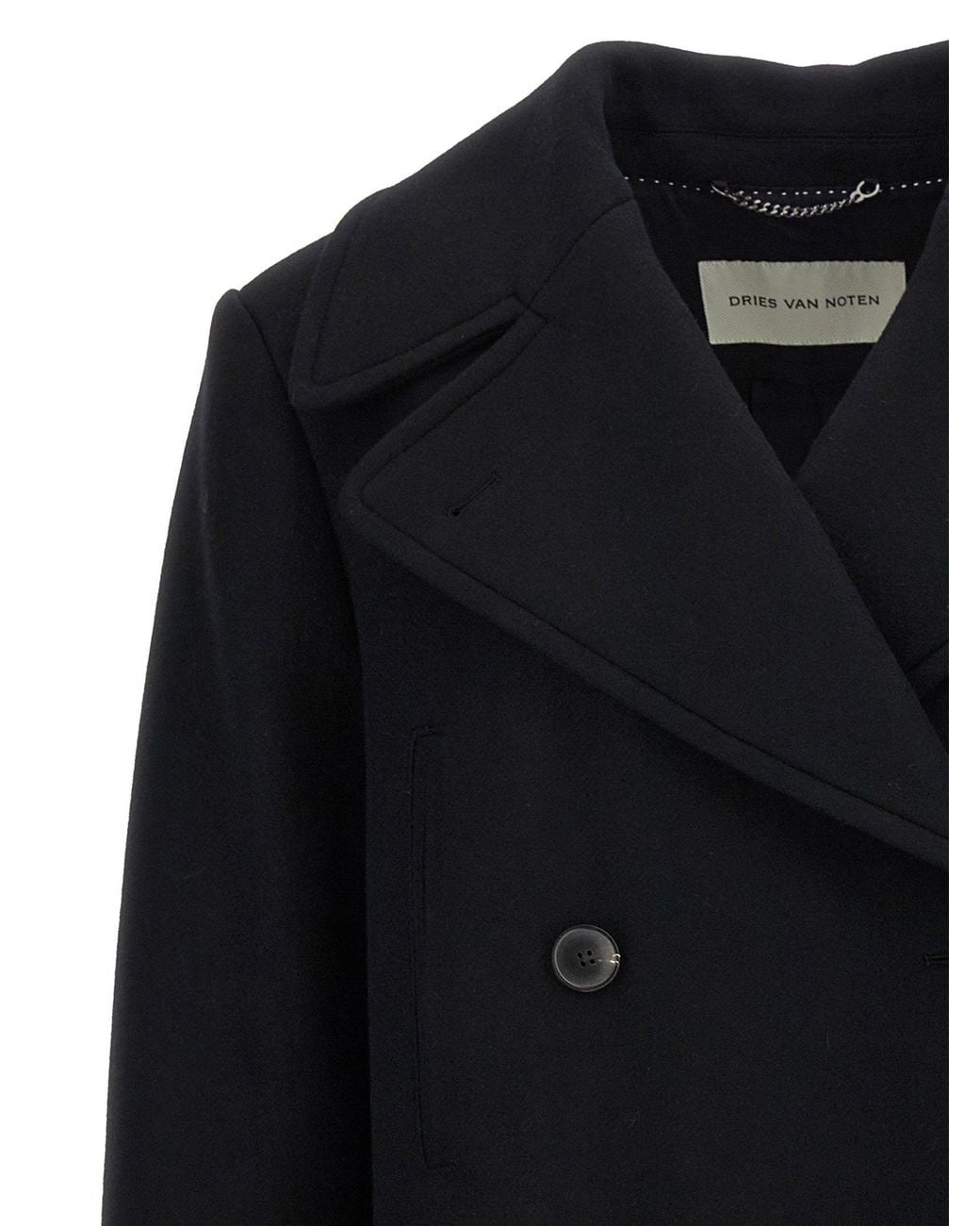 Dries Van Noten Black Vafel Coat