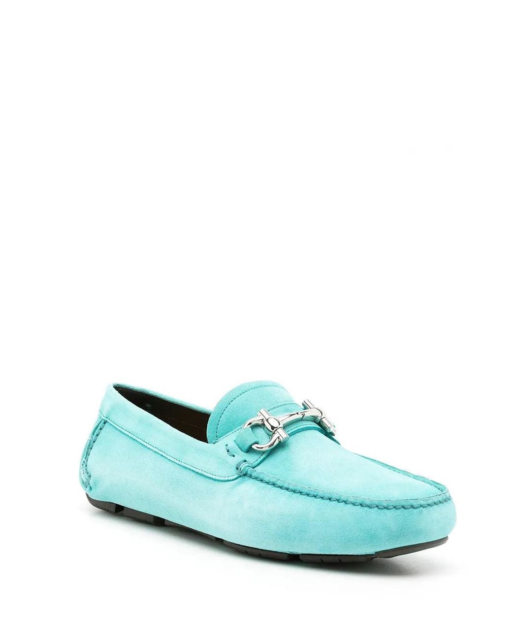 Ferragamo Green Gancini Leather Loafers for men