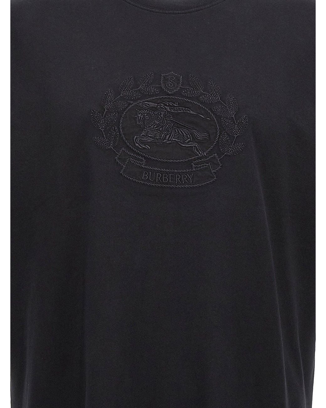 Burberry Black Logo-Embroidered T-Shirt