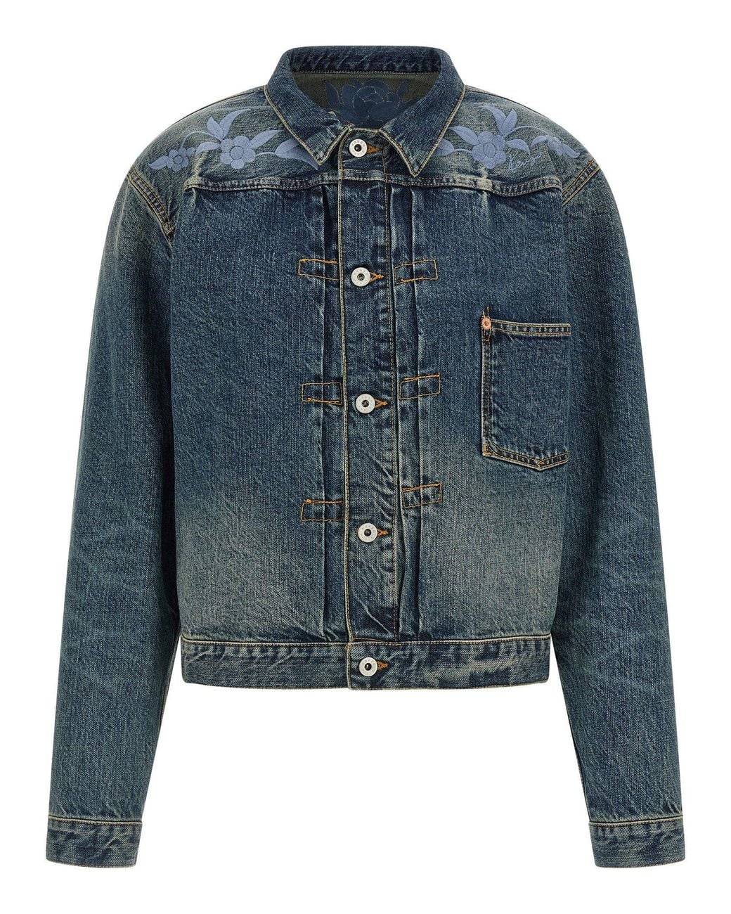 KENZO Blue Floral Embroidery Denim Jacket for men