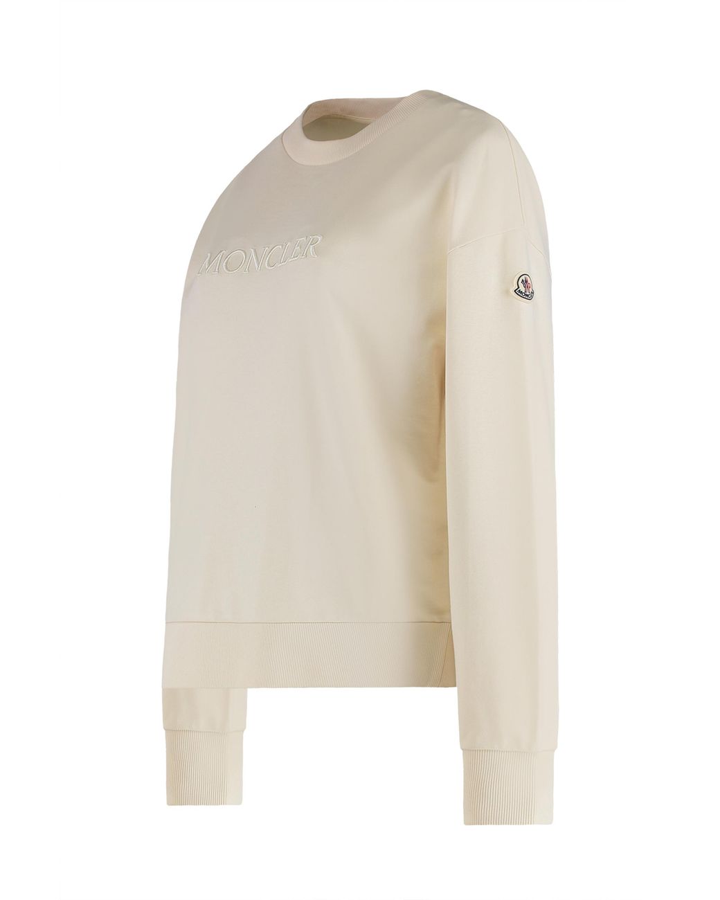 Moncler White Hoodie With Embroidered Logo Cotton Sweatshirts