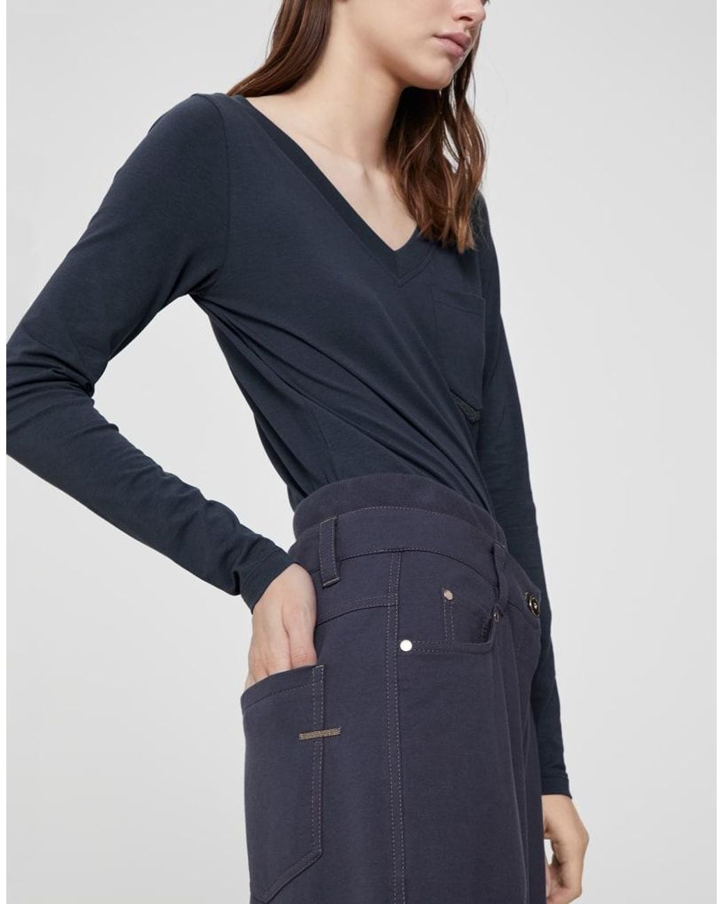 Brunello Cucinelli Blue Dark Wide Leg Trousers