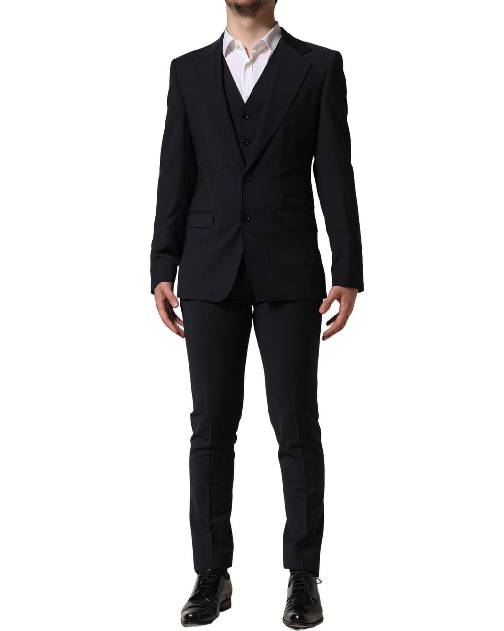 Dolce & Gabbana Black Dolce & Gabbana Wool Slim Fit Pant Suit for men