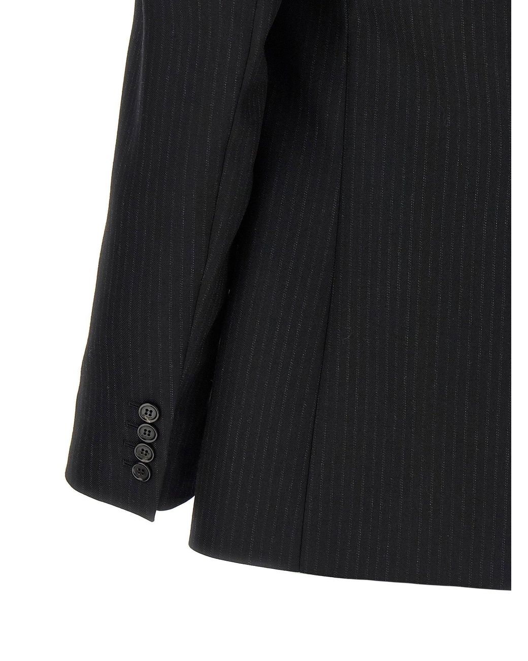Saint Laurent Black Pinstripe Wool Blazer