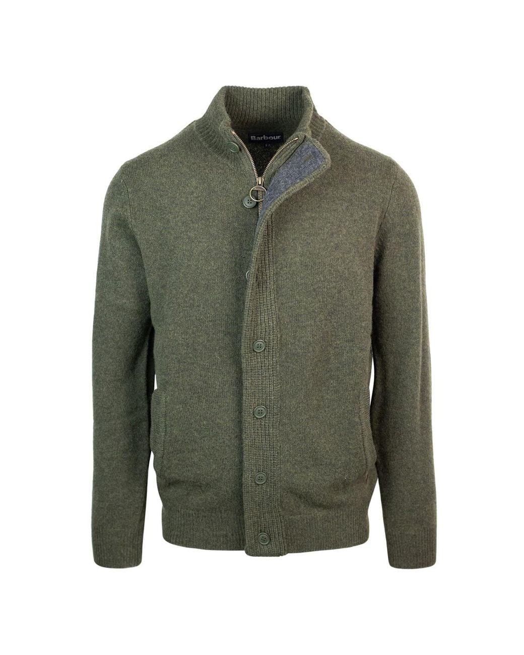 Barbour Green Lambswool Crew Neck Jumper Wool Sweater for men