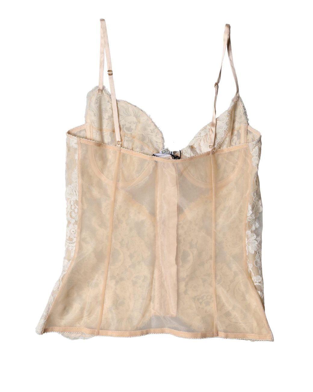 Dolce & Gabbana Natural Floral Lace Corset Lingerie Underwear Nylon Viscose Polyester Clothing