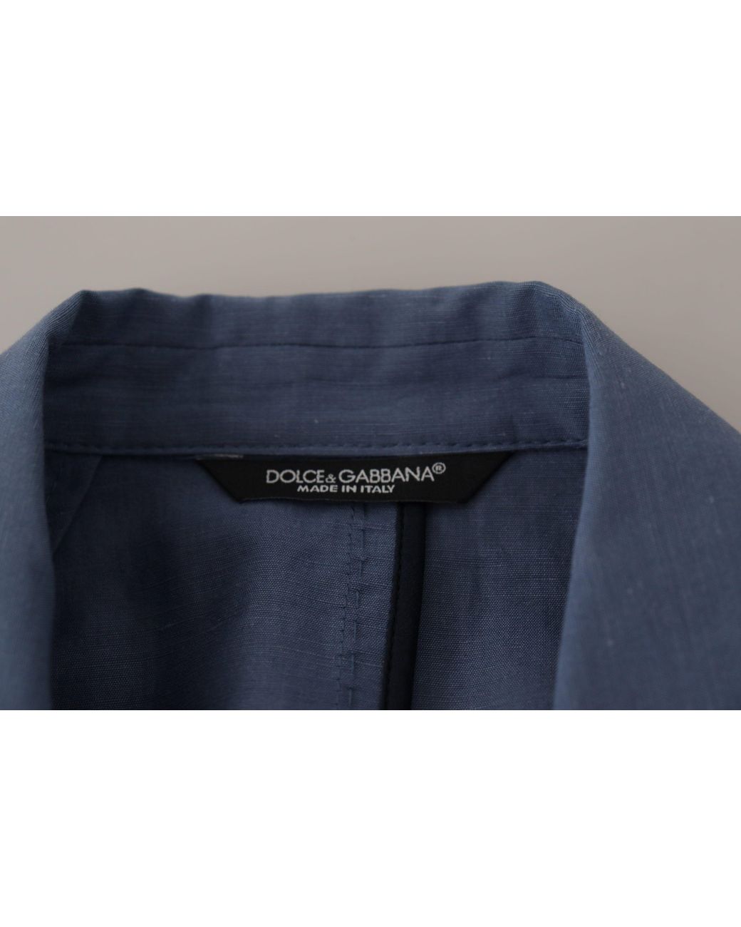 Dolce & Gabbana Blue Single Breasted Logo Blazer Jacket Linen for men