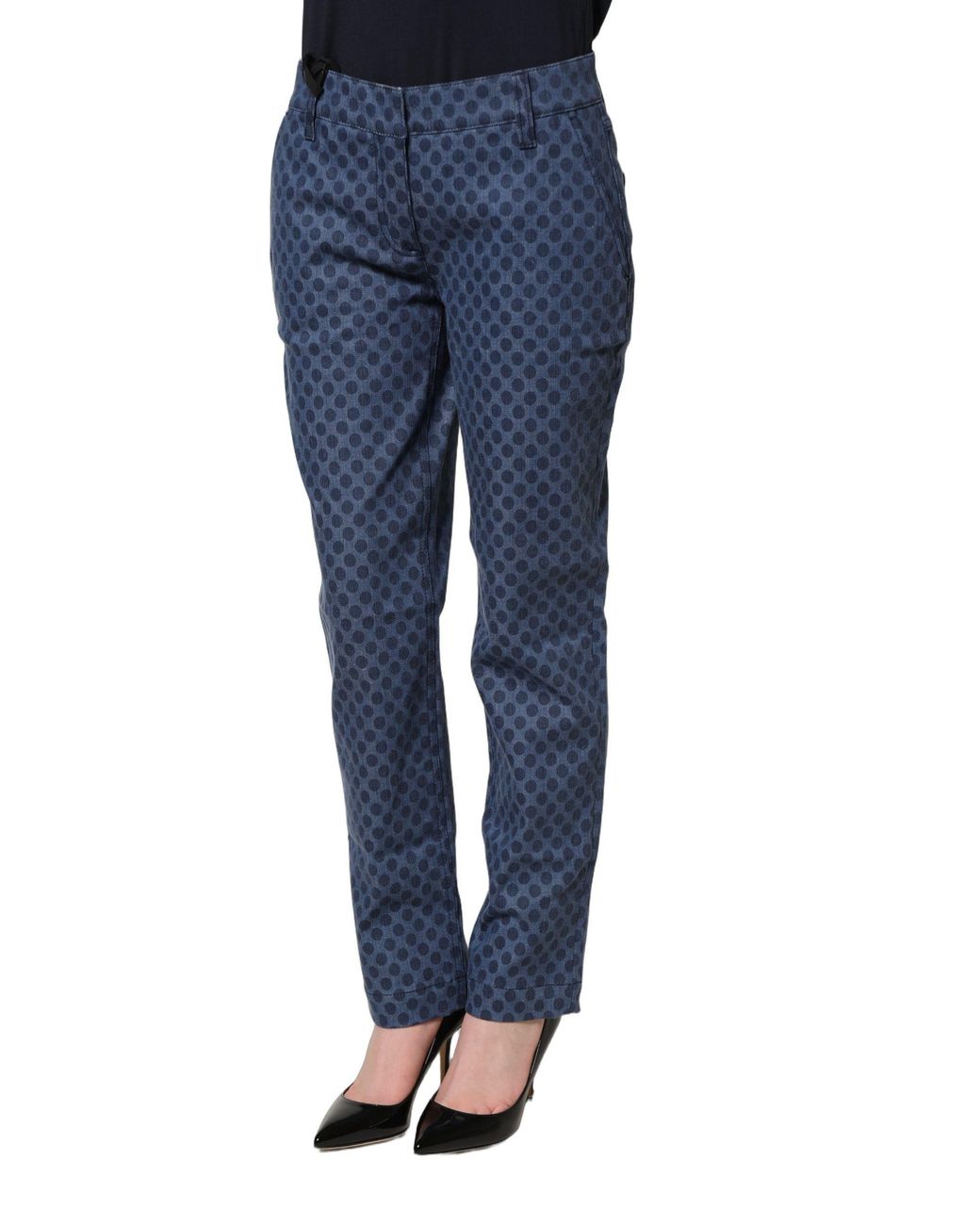Dolce & Gabbana Blue Polka Dotted Slim Fit Capri Denim Jeans Cotton Elastane Clothing