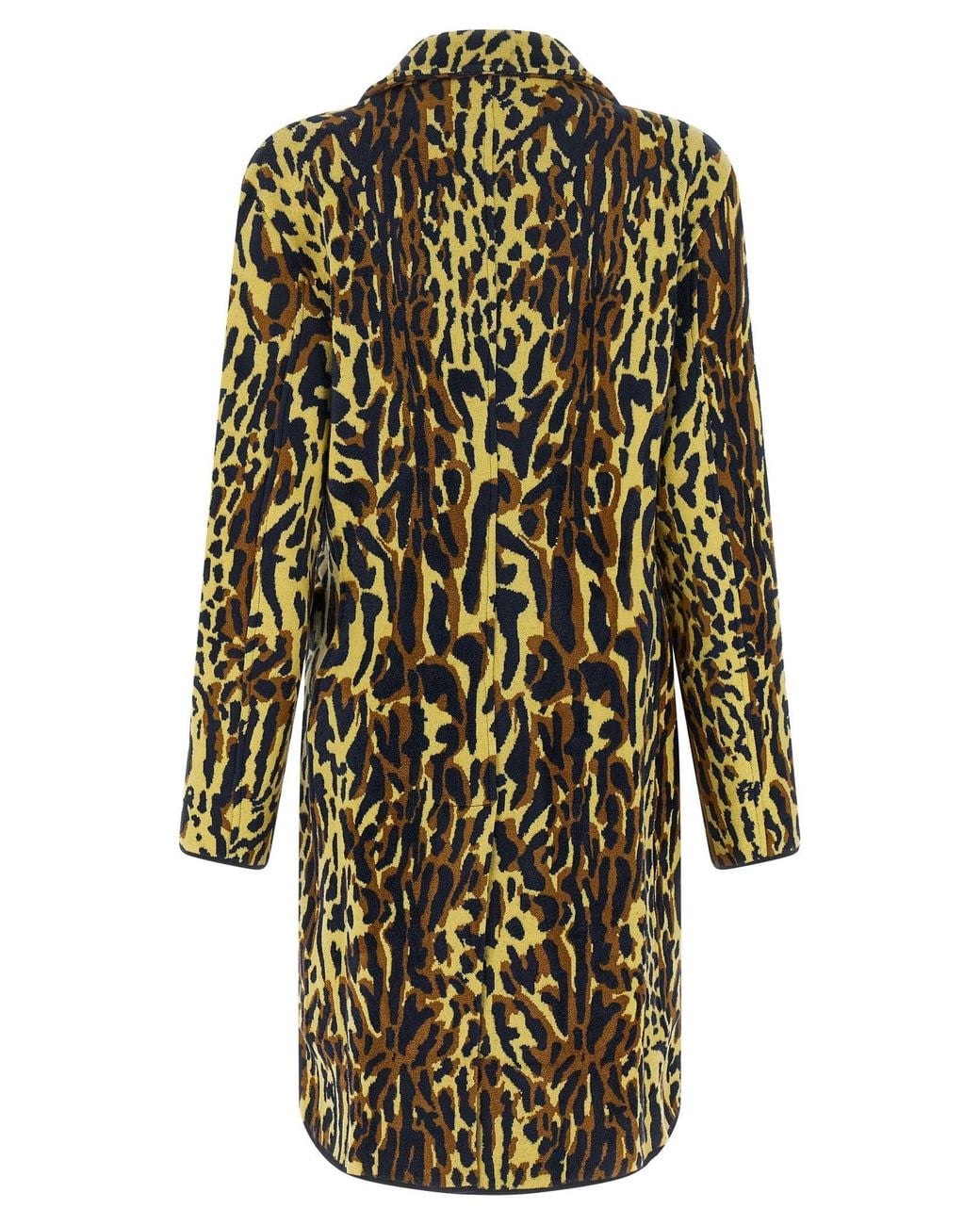 Marni Yellow Abstract Animal-Print Jacquard Coat
