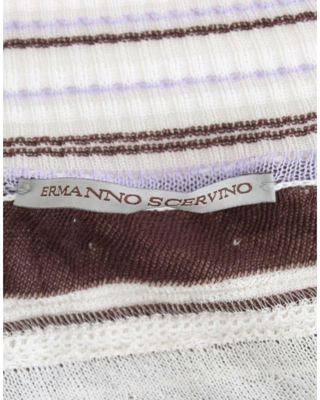 Ermanno Scervino Gray Ermanno Scervino Striped Lace V-Neck Sweater
