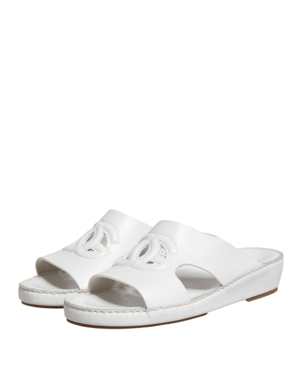 Dolce & Gabbana White Dg Cutout Slides Slippers Flats Shoes Rubber for men