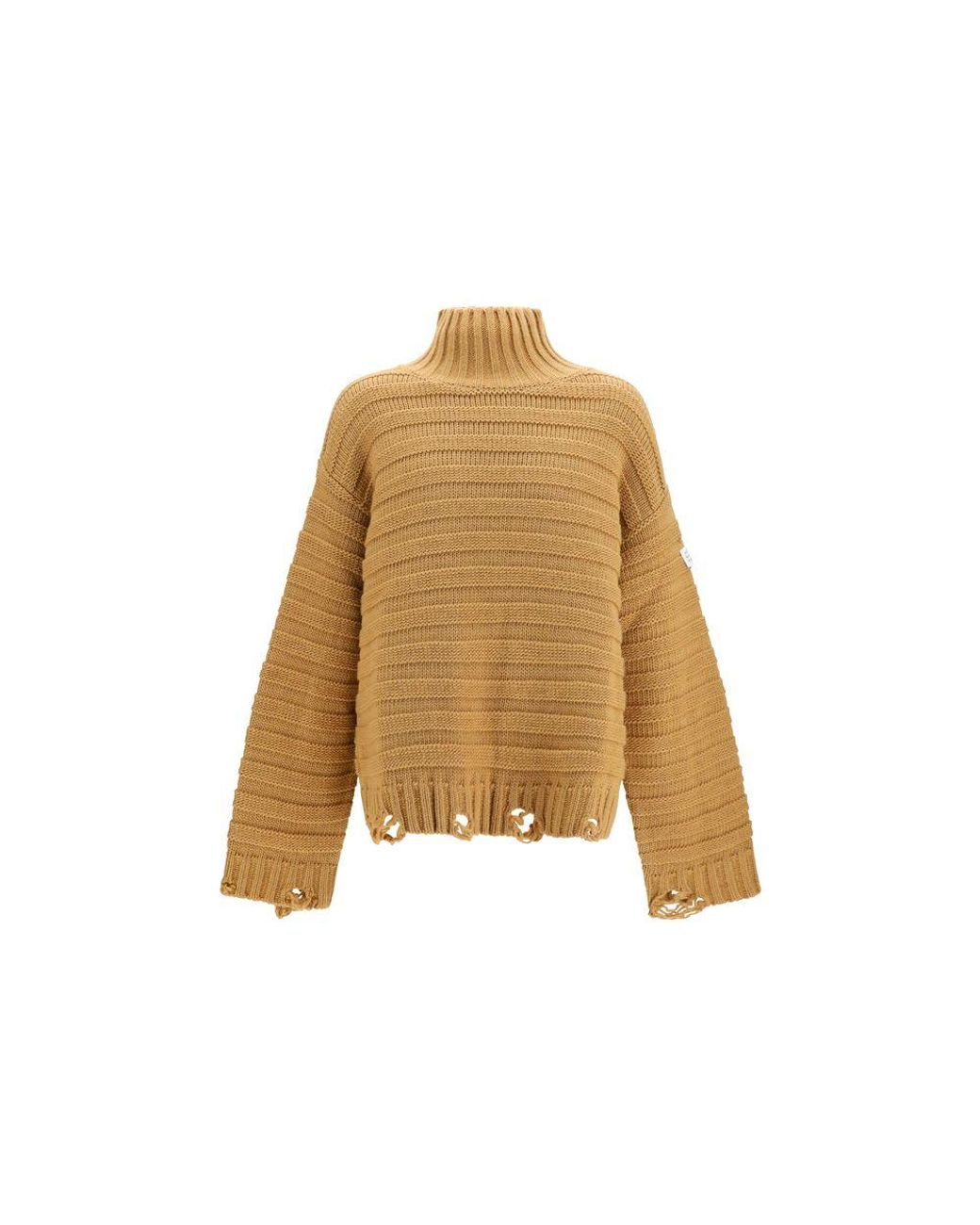 MM6 by Maison Margiela Natural Beige Wool Oves Aries Turtleneck for men