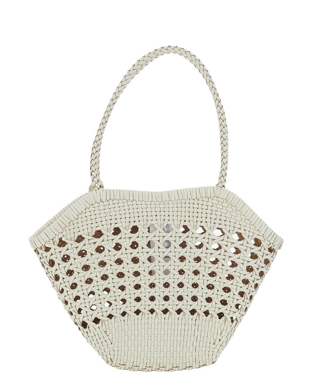 OSOI White Shoulder Bag Lip With Rounded Handles And Woven Design