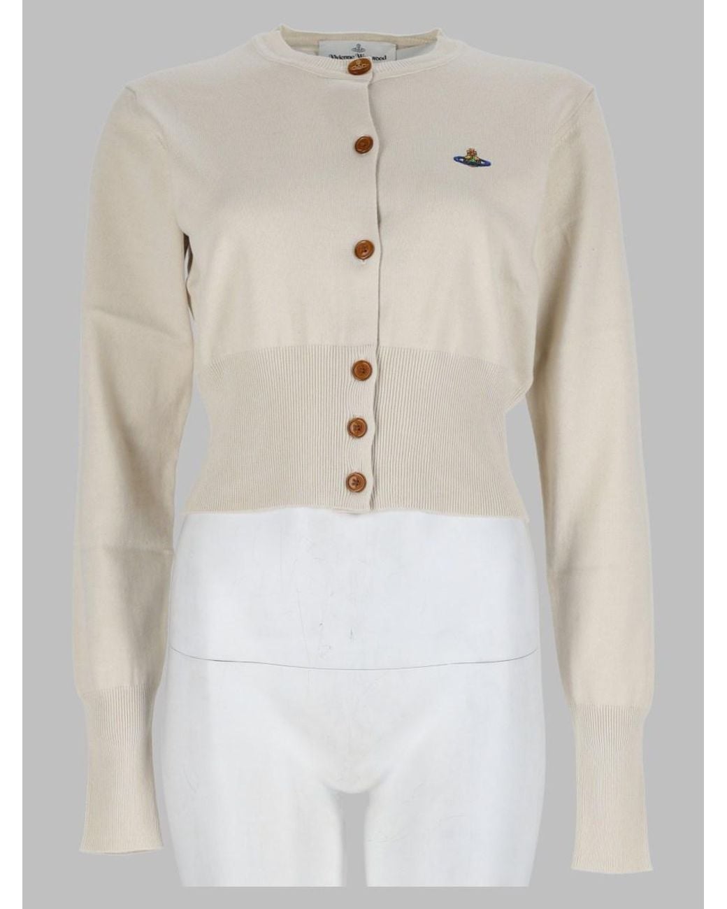 Vivienne Westwood Natural Bea Cropped Cardigan Cotton Cashmere Sweater