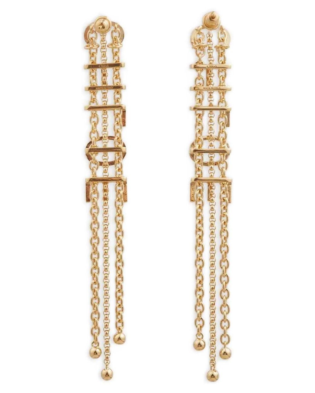 Chloé Metallic Logo Lettering Chain Earrings