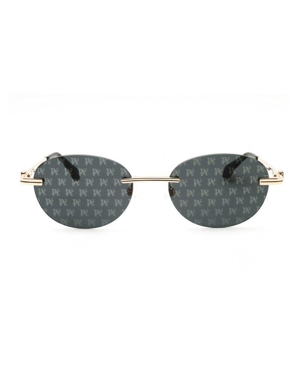 Palm Angels Black Sunglasses Oval Rimless, Gunmetal Frame And Gradient Electric Lens Peri10Hcrystal1007